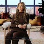 Gia’s brown confessional jumpsuit and skirt on Next Gen NYC