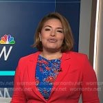 Gilma's blue floral dress and red blazer on NBC News Daily