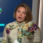 Gilma's moss green floral tie neck blouse on NBC News Daily