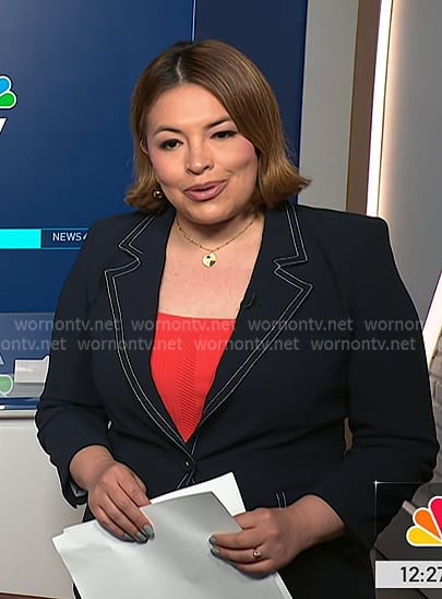 Gilma’s navy blazer with white stitching on NBC News Daily