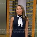 Ginger's black sleeveless dress with polka dot tie on Good Morning America