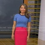 Ginger's blue floral sweater and pink pencil skirt on Good Morning America