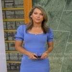 Ginger's blue ribbed ruffle hem dress on Good Morning America