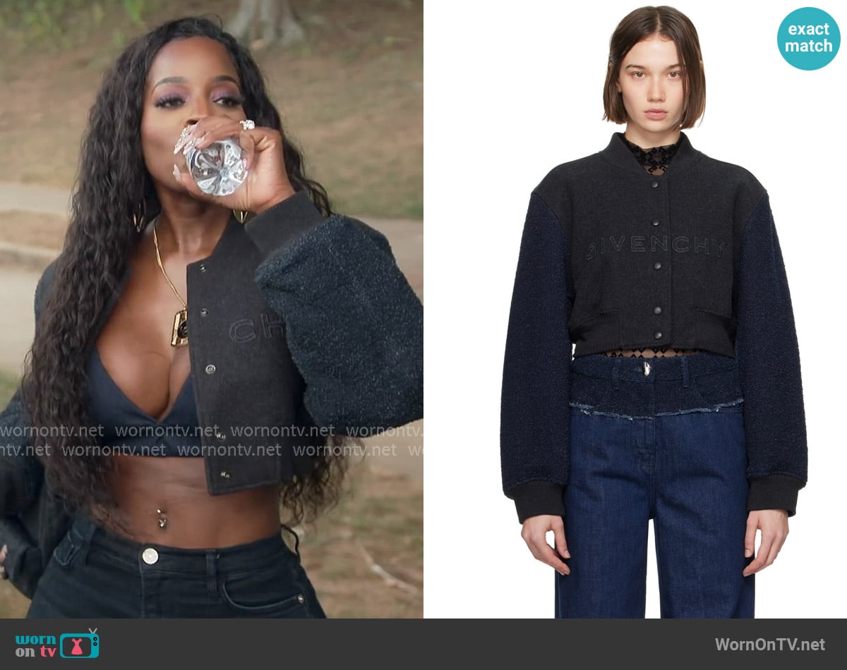 Givenchy Fleece Bomber Jacket worn by Shamea Morton Mwangi on The Real Housewives of Atlanta