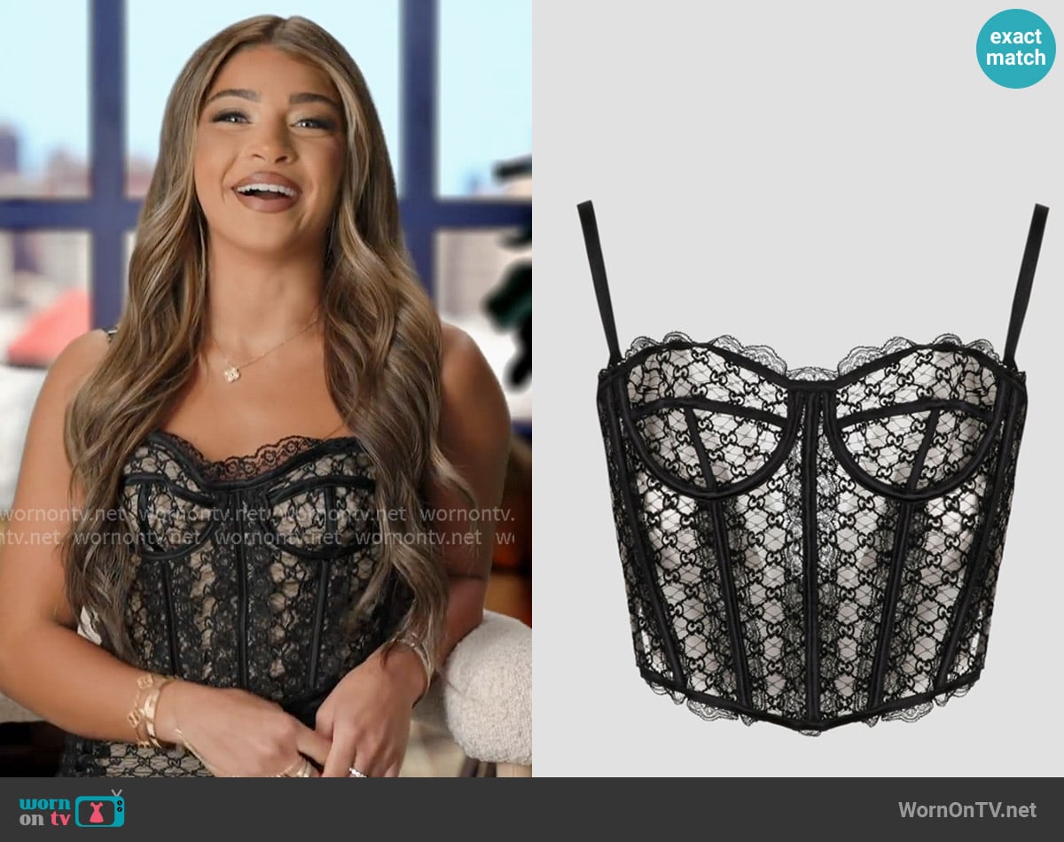 Gucci GG Net Corset in Black worn by Gia Giudice on Next Gen NYC