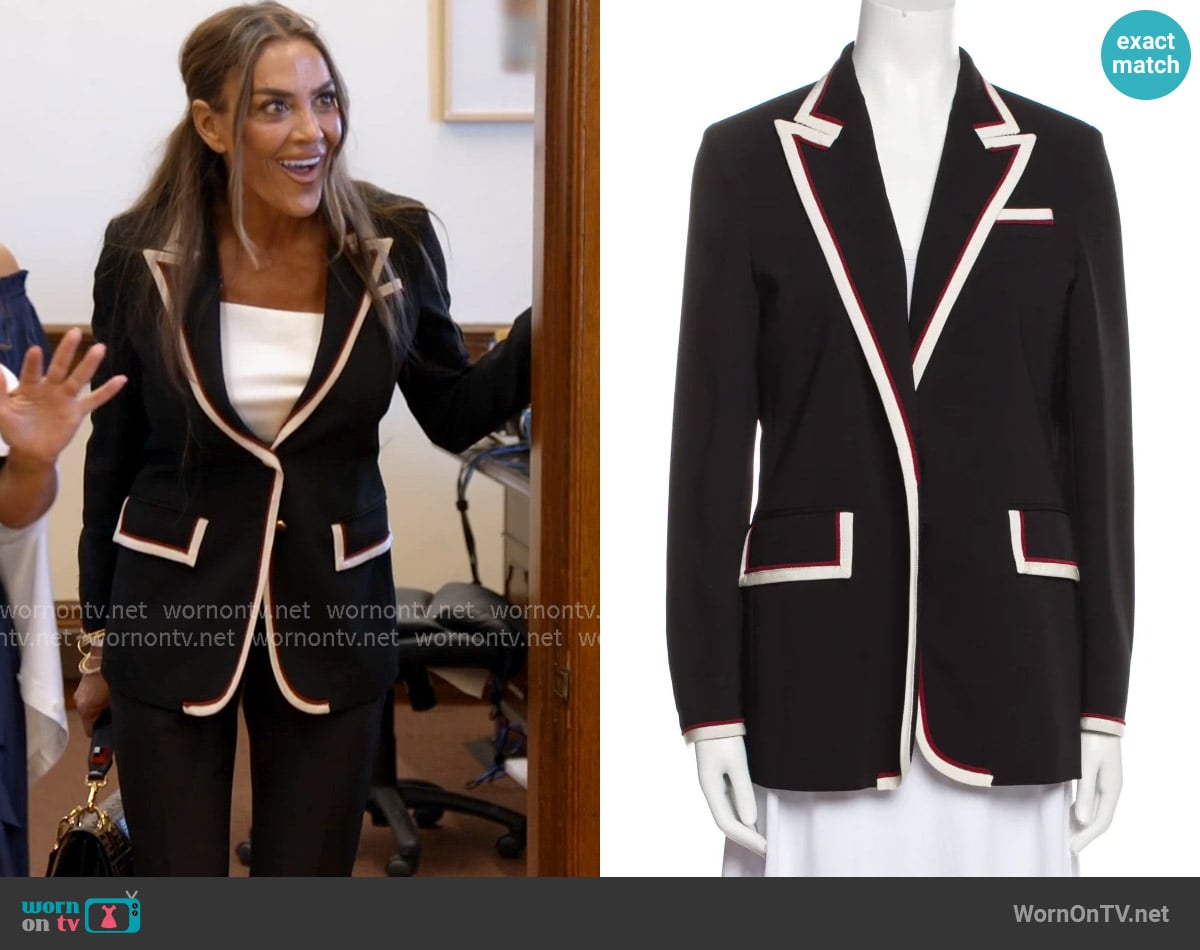 Gucci Peak Lapel Stretch Cady Blazer worn by Liz McGraw on The Real Housewives of Rhode Island