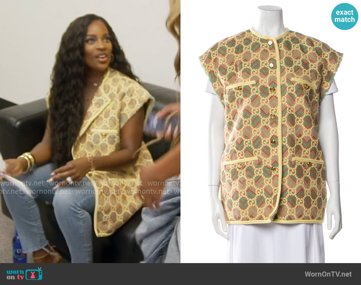 Gucci Tweed Vest worn by Shamea Morton Mwangi on The Real Housewives of Atlanta