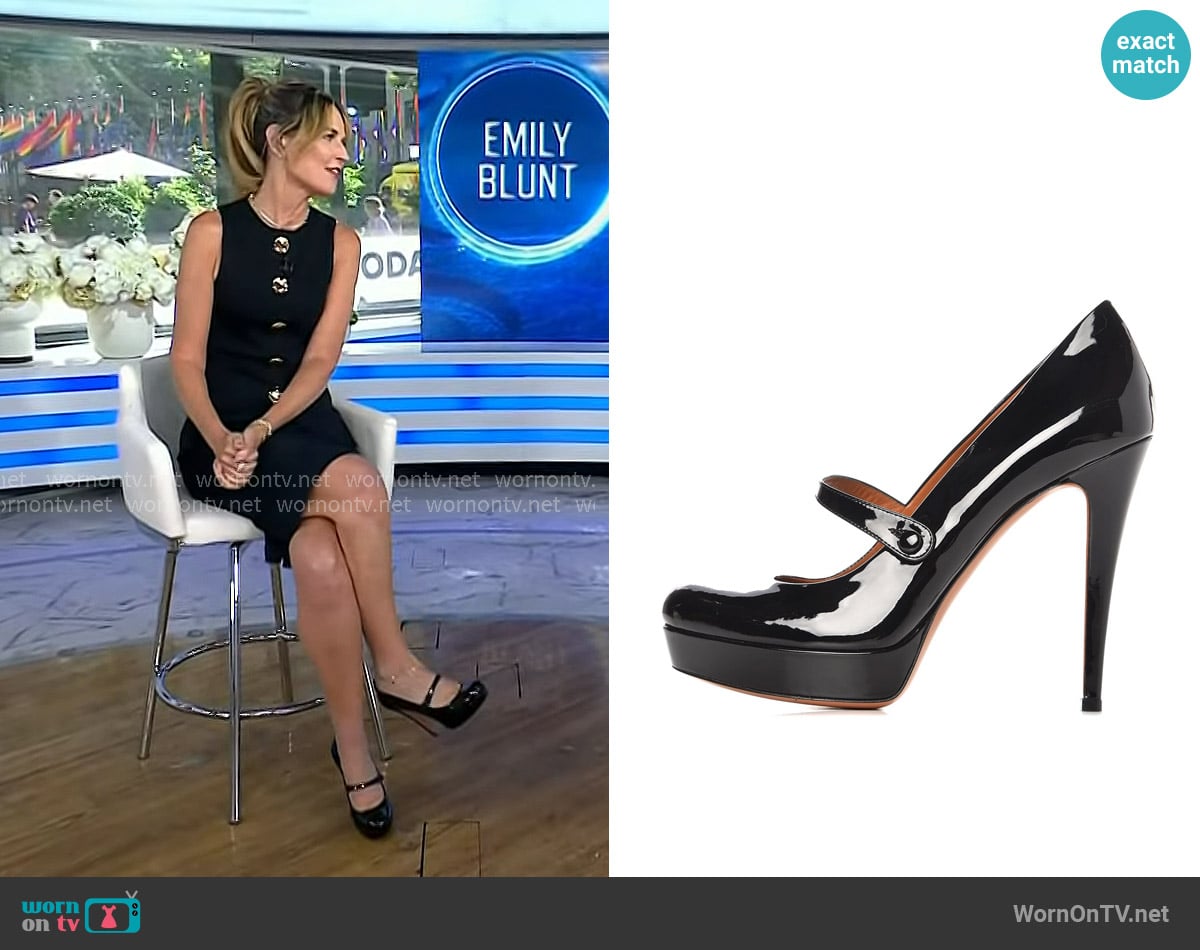 Gucci Vernice Crystal Betty Mary Jane Platform Pumps worn by Savannah Guthrie on Today