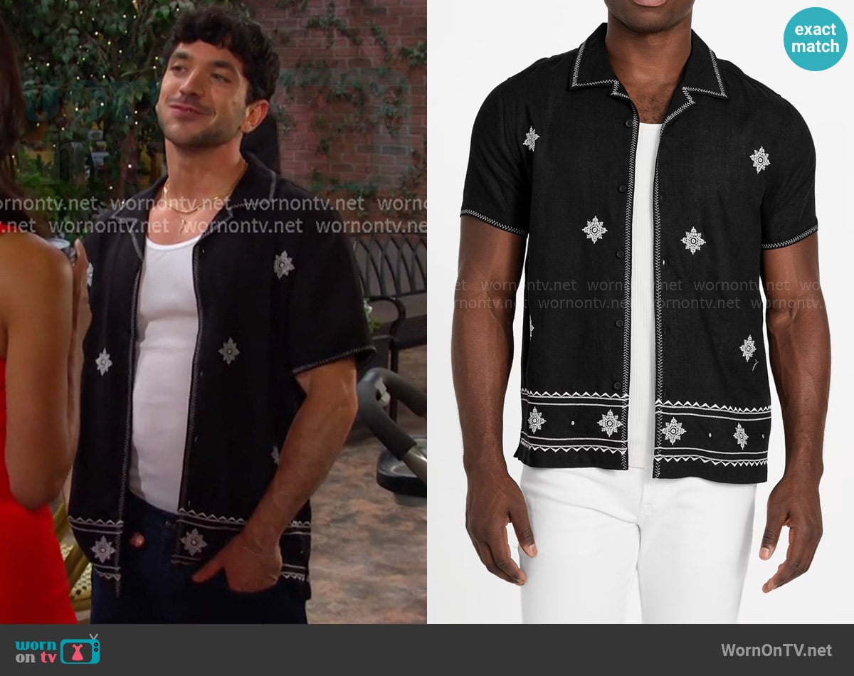 Guess Eco Mosley Embroidered Shirt worn by Javi Hernandez (Al Calderon) on Days of our Lives