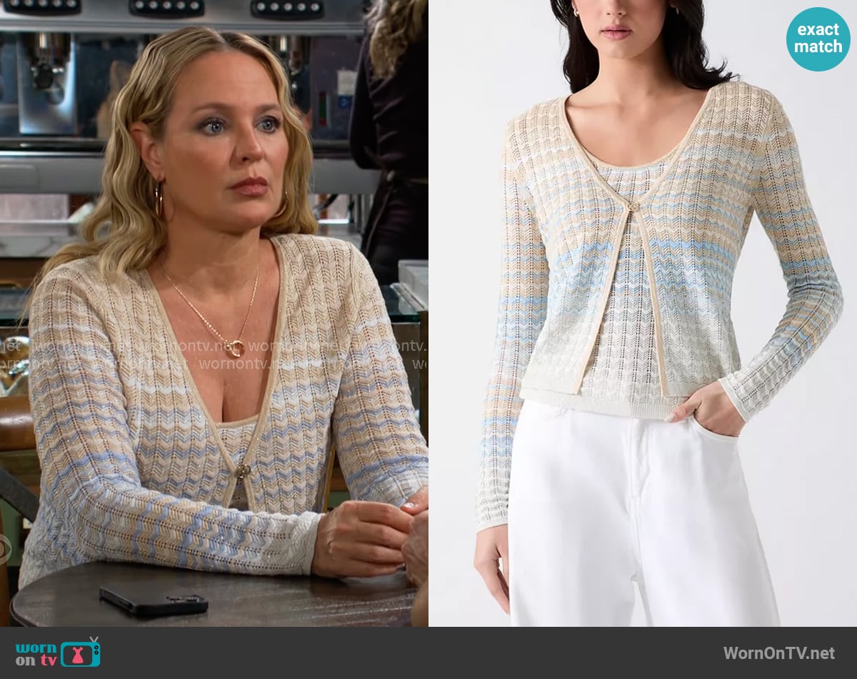Guess Rosalyn Cardigan worn by Sharon Newman (Sharon Case) on The Young and the Restless