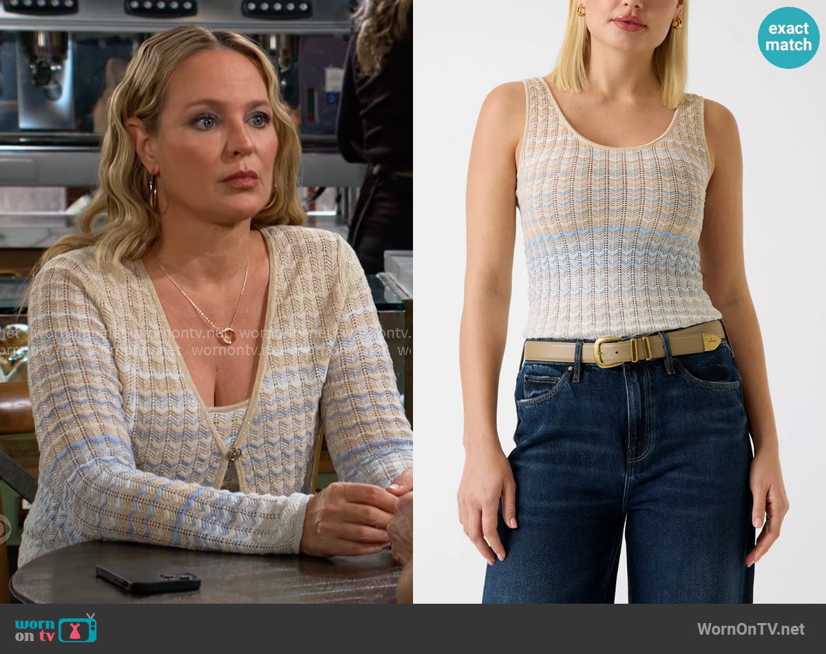 Guess Rosalyn Sweater Tank worn by Sharon Newman (Sharon Case) on The Young and the Restless