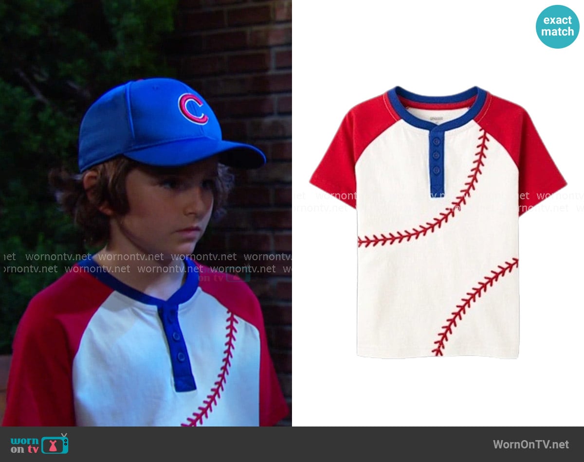 Gymboree Boys Baseball Henley Top worn by Thomas DiMera (Alexander Elijah Bond) on Days of our Lives