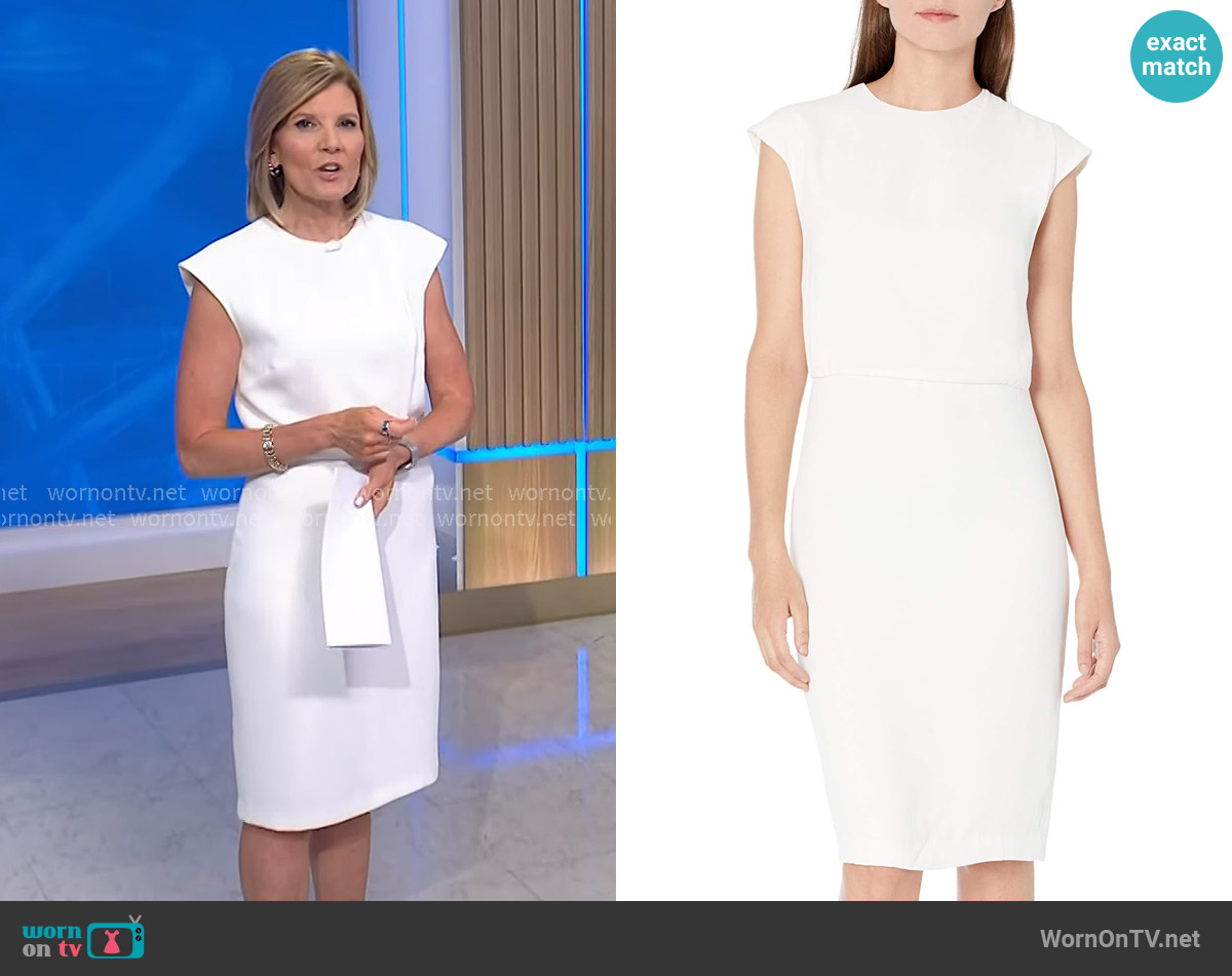 Halogen Pencil Dress in Linen White worn by Kate Snow on NBC News Daily
