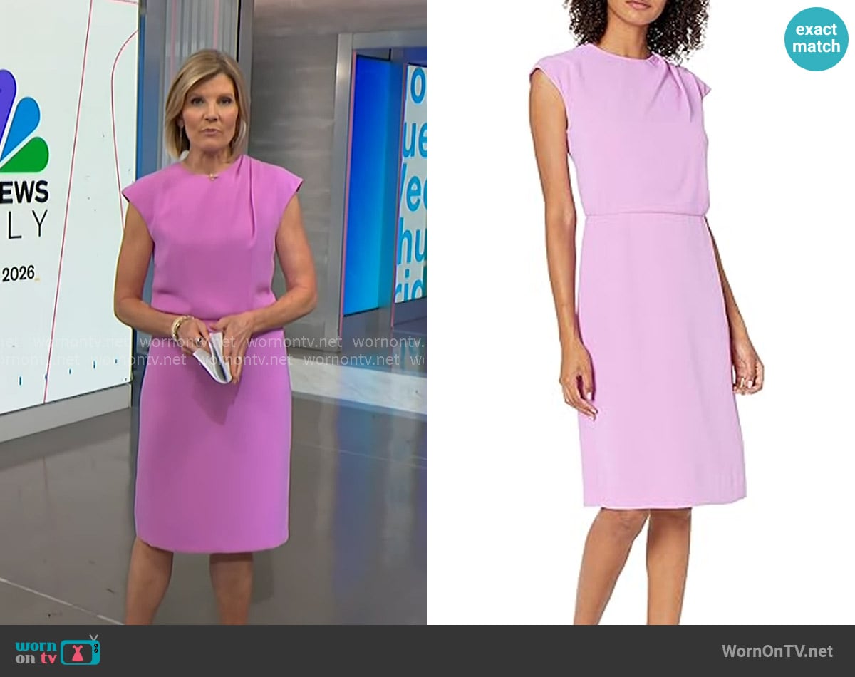 Halston Pleated Neck Pencil Dress worn by Kate Snow on NBC News Daily