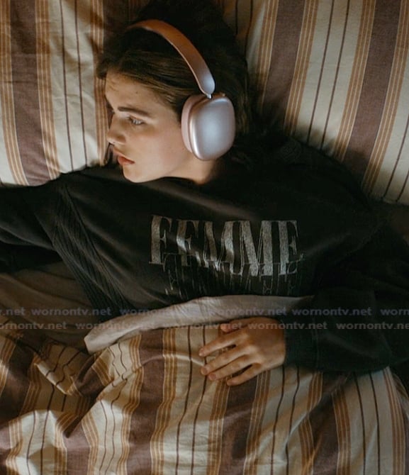 Hannah’s black Femme sweatshirt on Off Campus