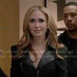 Heather’s black moto jumpsuit on Beyond the Gates