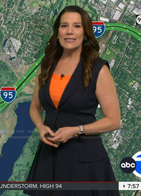 Heather’s navy pleated mini dress on Good Morning America