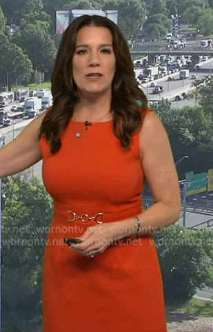 Heather’s red chain detail waist dress on Good Morning America