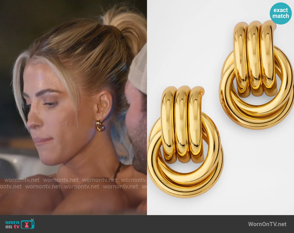 Heaven Mayhem 18K Yellow Gold Plated Mini Knot Stud Earrings worn by Allie Eklund on The McBee Dynasty Real American Cowboys