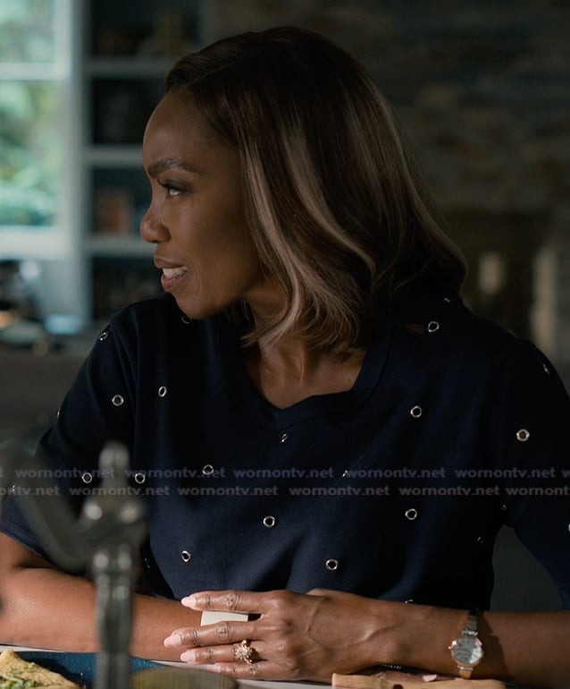 Helen’s black studded top on Sweet Magnolias