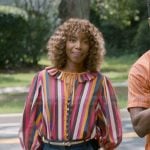 Helen’s striped ruffle blouse on Sweet Magnolias