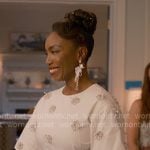 Helen’s white pearl embellished dress on Sweet Magnolias
