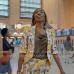 Helen's yellow floral print blazer and pants on Sweet Magnolias