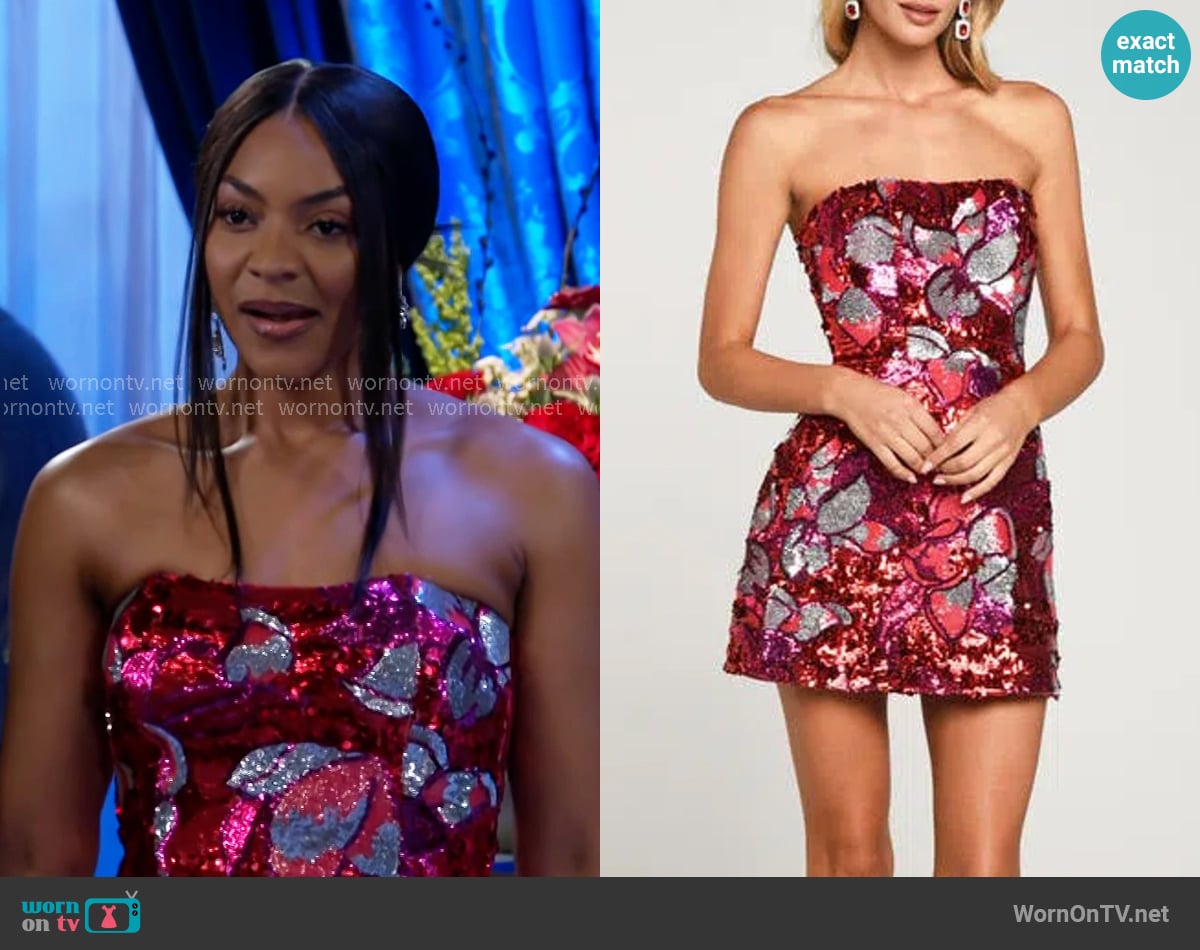 Helsi Linda Sequin Strapless Minidress worn by Shanice Johnson (Ernestine Johnson) on Beyond the Gates