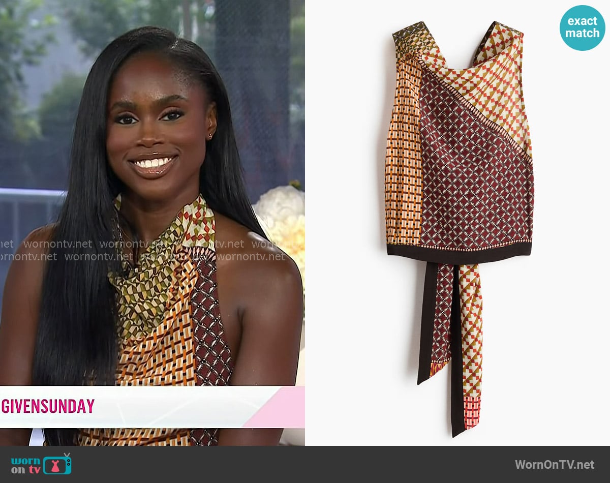 Eni Popoola’s goemectric print sleeveless top on Today Eni Popoola’s goemectric print sleeveless top on Today