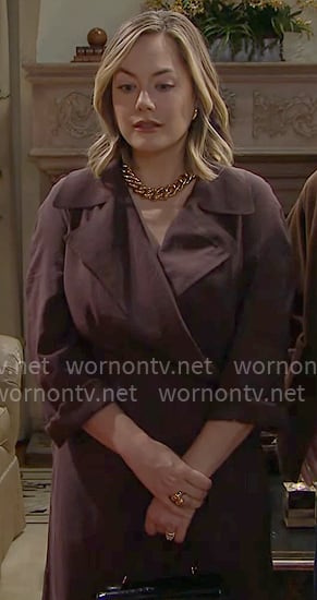 Hope’s brown trench dress on The Bold and the Beautiful