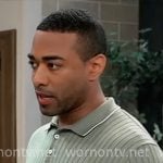 Isaiah's green rib knit polo shirt on General Hospital