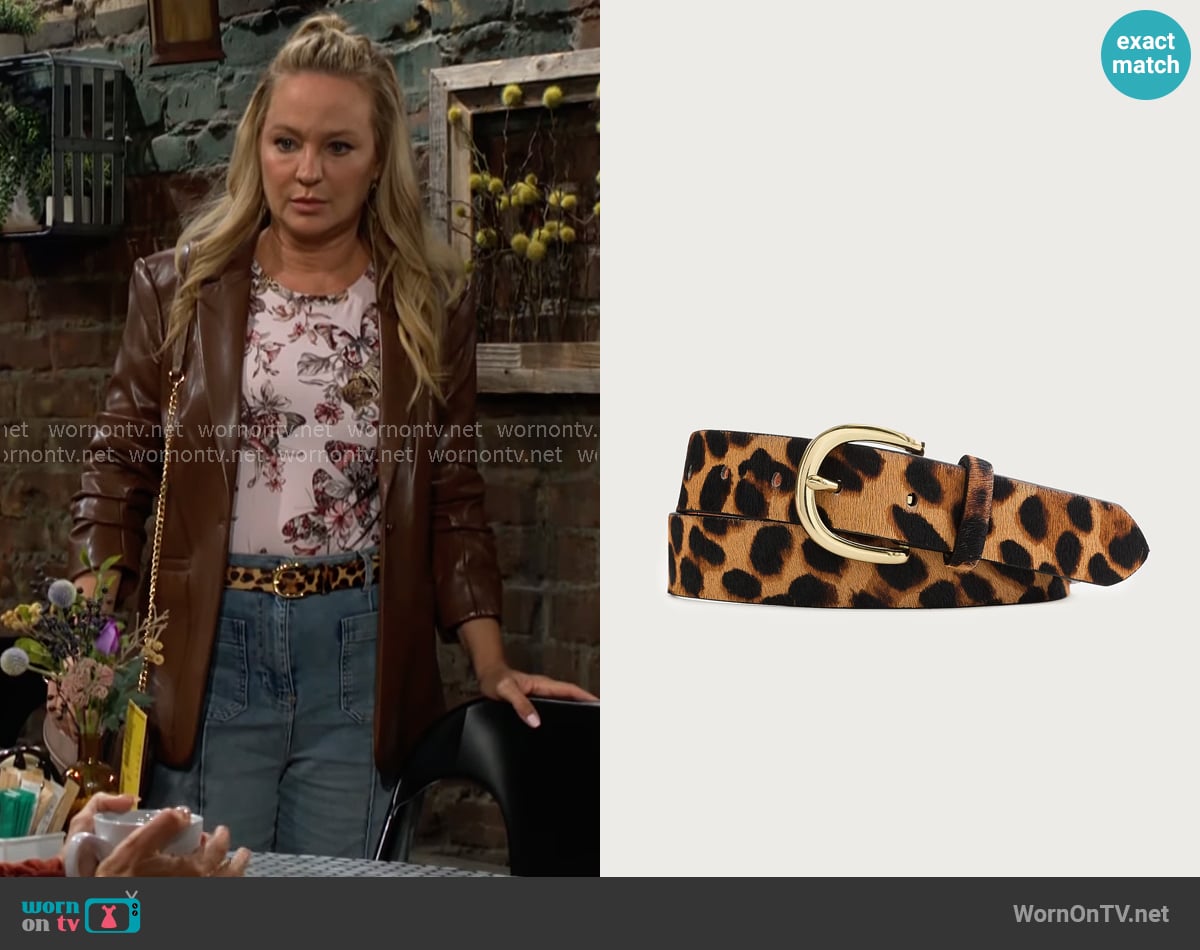 J. Crew Calf Hair Belt in Leopard worn by Sharon Newman (Sharon Case) on The Young and the Restless