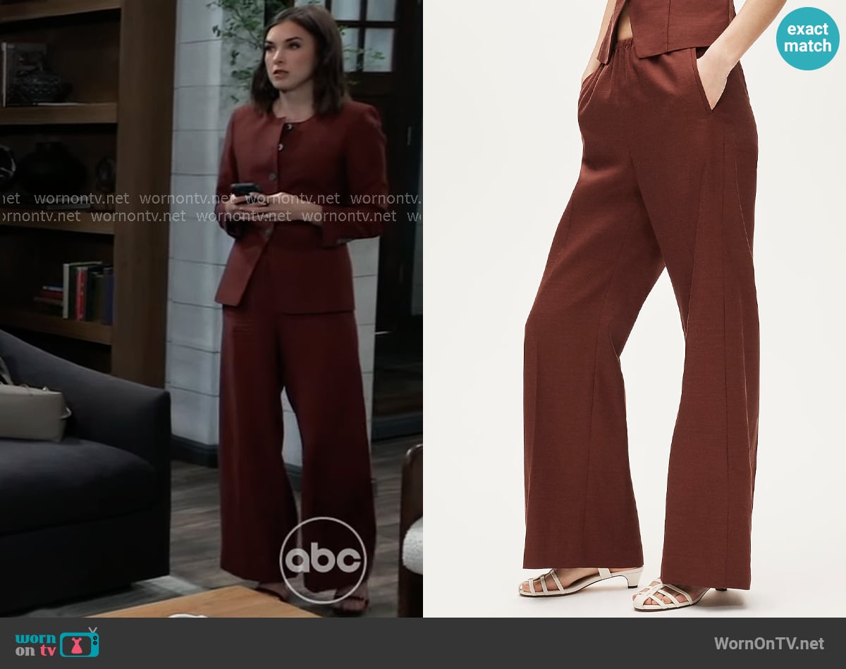 J. Crew Cosmo Pant in Fresh Cacao worn by Willow Tait (Katelyn MacMullen) on General Hospital
