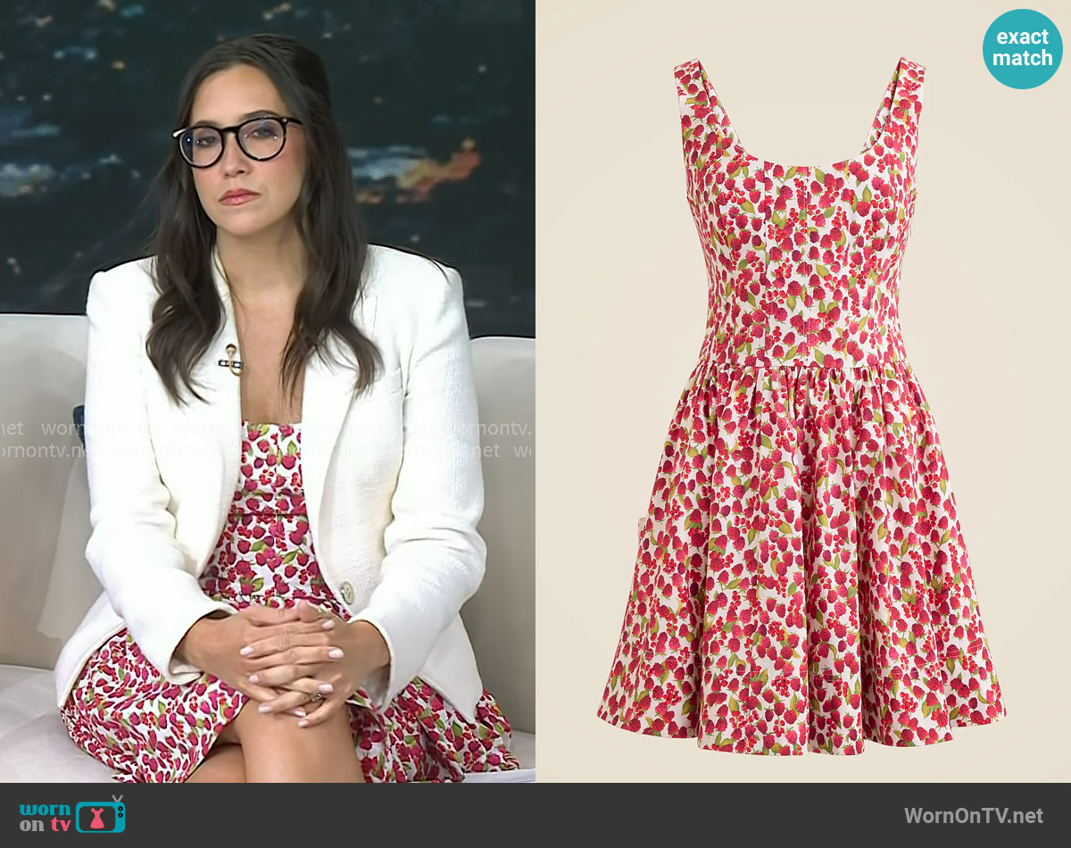 J. Crew Fit-and-Flare Mini Dress in raspberry print worn by Savannah Sellers on Today