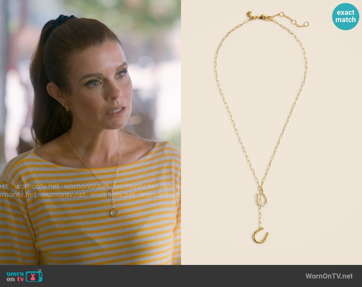J. Crew Horseshoe lariat necklace worn by Maddie Townsend (JoAnna Garcia Swisher) on Sweet Magnolias