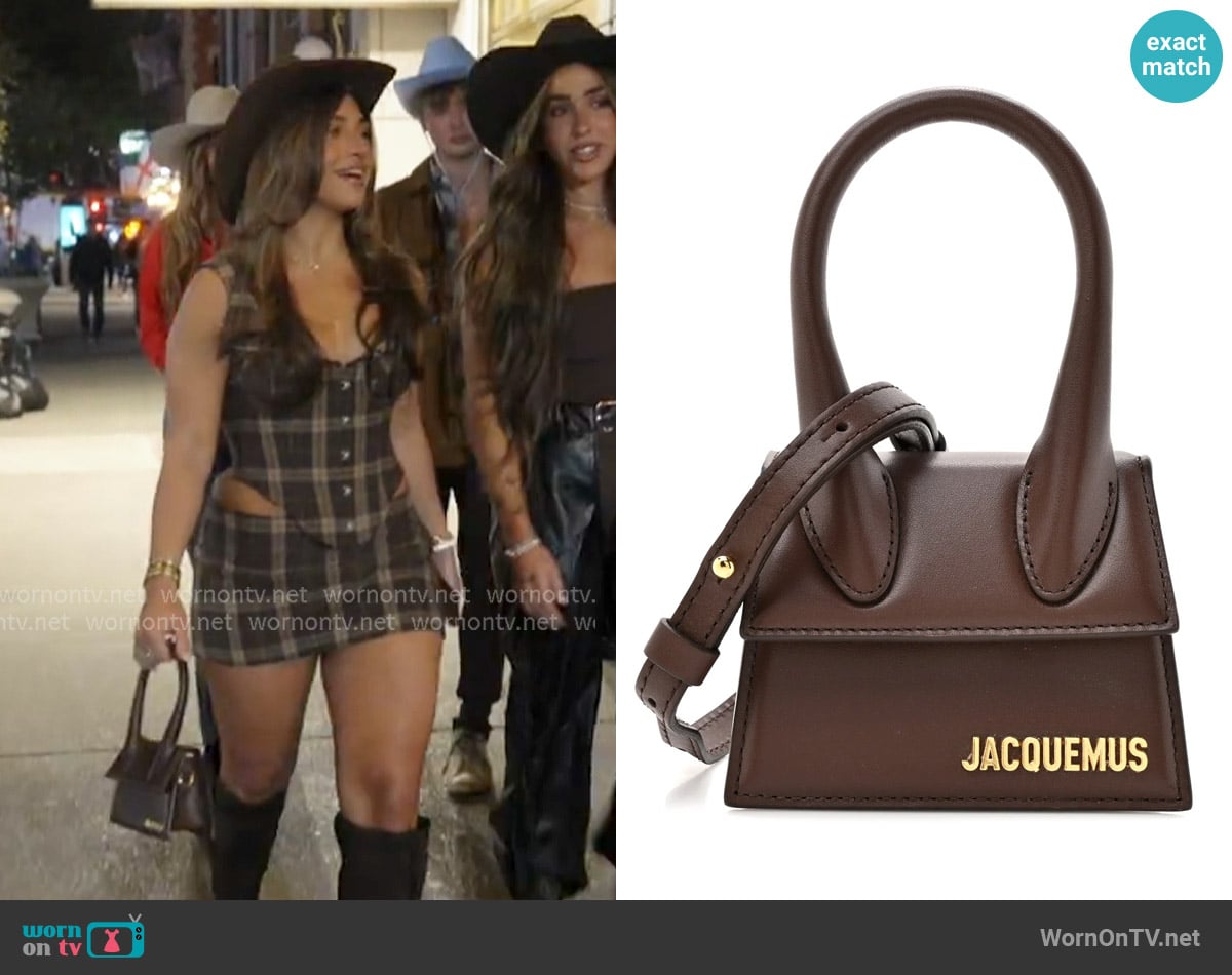 Jacquemus Smooth Calfskin Le Chiquito Dark Brown worn by Gia Giudice on Next Gen NYC