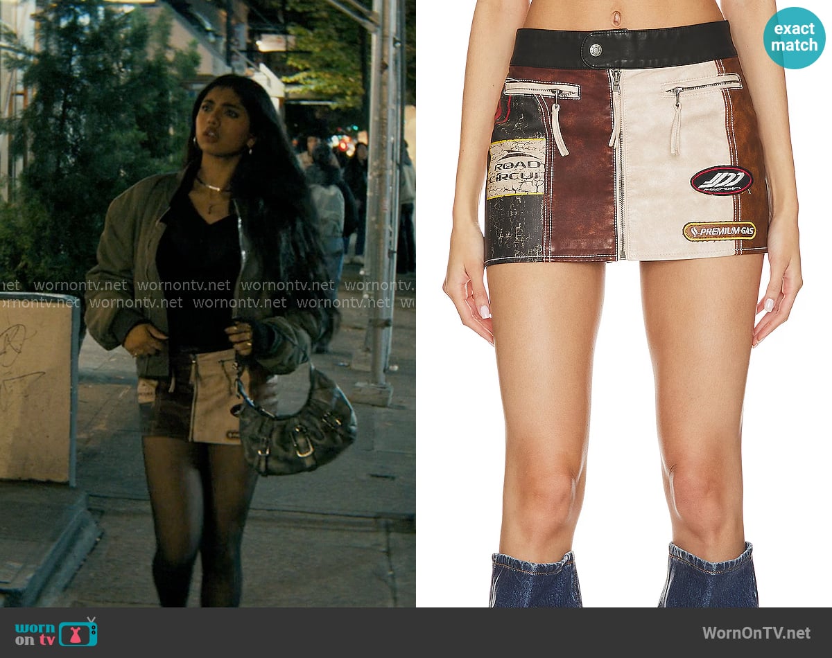Jaded London Daytona Faux Leather Mini Skirt worn by Abhinaya Chilukuri (Avantika) on Not Suitable For Work