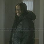 Jake’s black paisley print padded jacket on The Chi