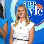 Jasmine Snow’s white peplum shirt and yellow print pants on Today
