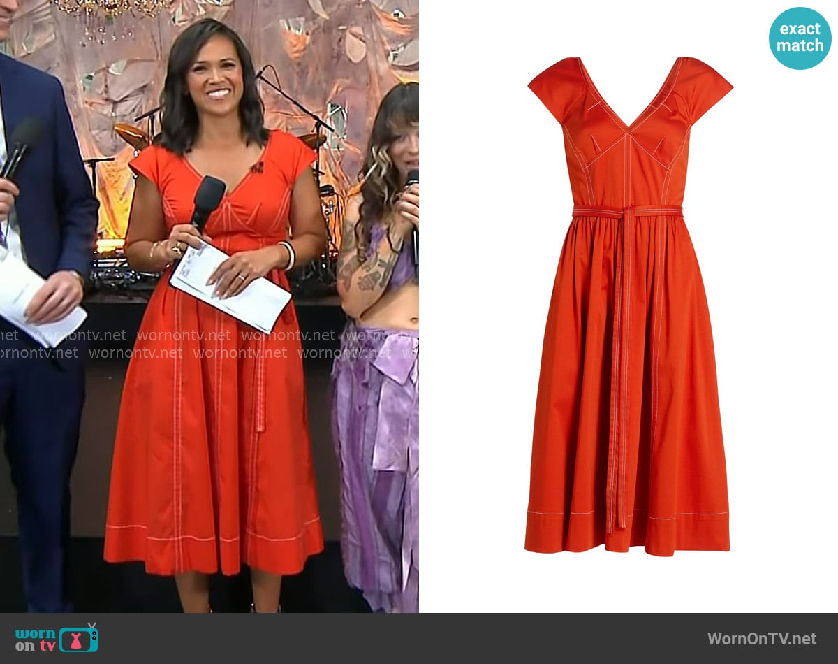 Laura’s red v-neck midi dress on Today