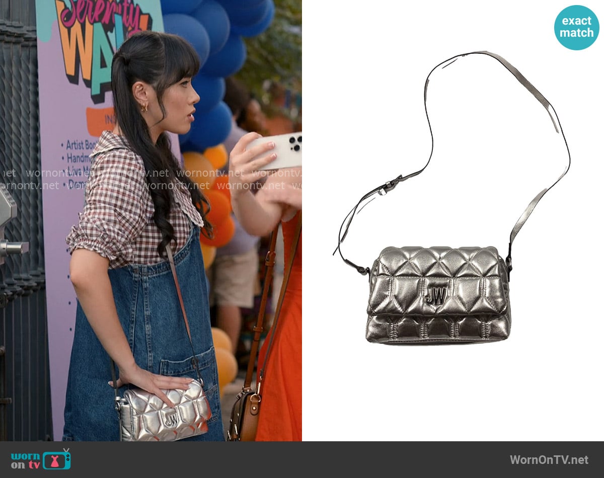 Jason Wu Puffy Quilted Crossbody in Silver worn by Lily Song (Artemis) on Sweet Magnolias