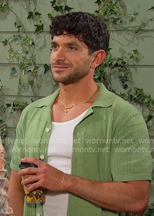 Javi’s green pointelle knit shirt on Days of our Lives