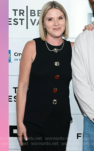 Jenna’s black sleeveless top with gold buttonds on Today