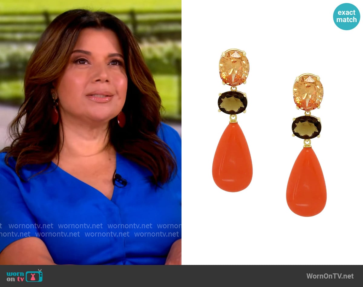 Jennifer Miller Orange Drop Earrings worn by Ana Navarro on The View