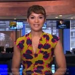 Jericka Duncan’s yellow abstract print dress on CBS Evening News