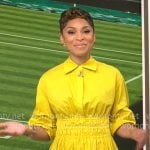 Jericka Duncan’s yellow ruched waist shirtdress on CBS Mornings