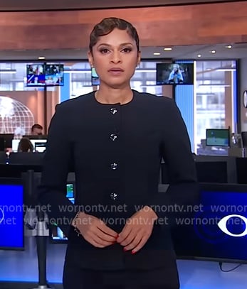 Jericka’s black jacket on CBS Evening News
