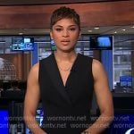 Jericka's black sleeveless v-neck dress on CBS Evening News