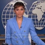 Jericka's blue pinstripe blazer on CBS Evening News