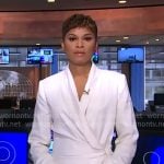 Jericka's white wrap blazer on CBS Evening News